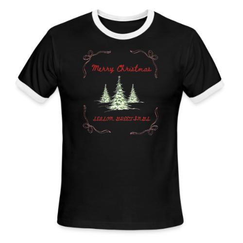 Beautiful Green Christmas Tree Graphic - Men's Ringer T-Shirt