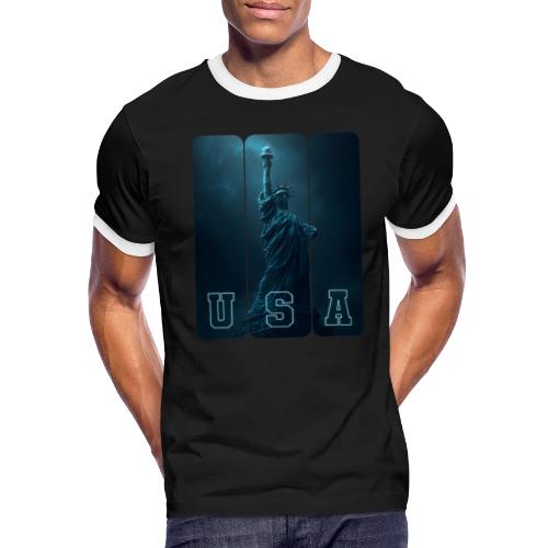 Neon Liberty USA Triptych - Men's Ringer T-Shirt