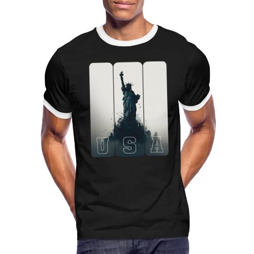 USA: Liberty Rising Over Manhattan - Men's Ringer T-Shirt