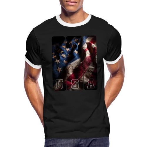USA: Worn Stars and Stripes - Men's Ringer T-Shirt