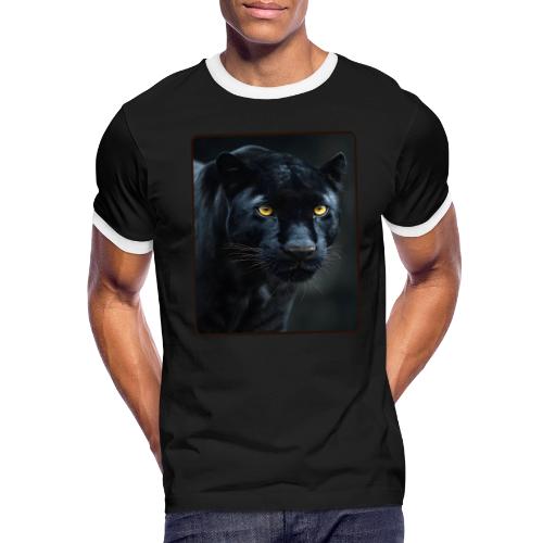 Black Panther Glowing Eyes Design - Men's Ringer T-Shirt