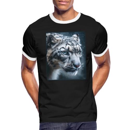 Snow Leopard Blue Eyes Design - Men's Ringer T-Shirt