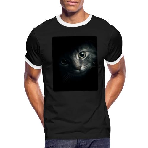 Cat Face in Shadow Close-Up Design - Men's Ringer T-Shirt