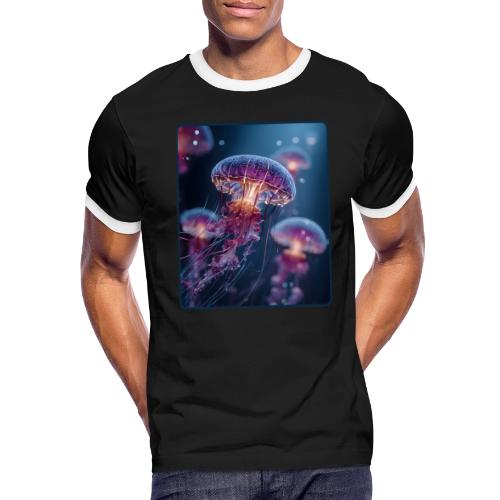 Glowing Jellyfish Deep Sea Design - Men's Ringer T-Shirt