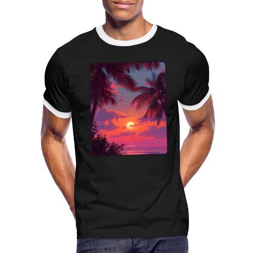 Tropical Sunset Palm Silhouette Design - Men's Ringer T-Shirt