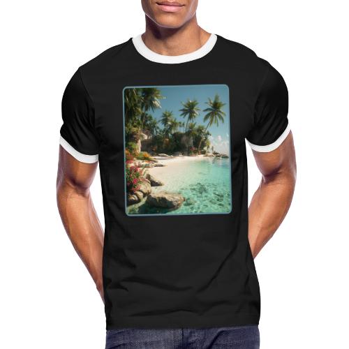Serene Tropical Beach Floral Design - Men's Ringer T-Shirt