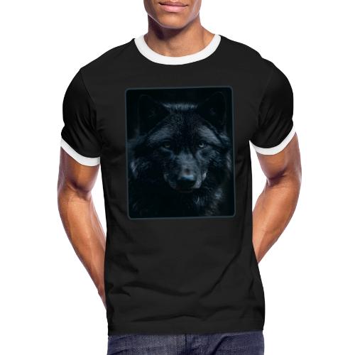 Black Wolf Intense Eyes Portrait Design - Men's Ringer T-Shirt