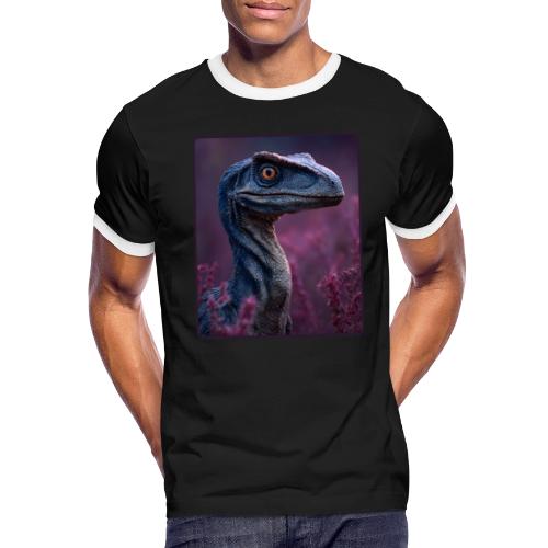 Blue Velociraptor Portrait Design - Men's Ringer T-Shirt