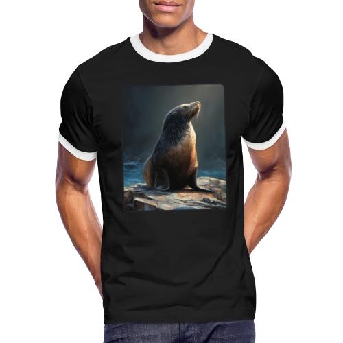 Fur Seal Artistic Shore Portrait Design - Men's Ringer T-Shirt