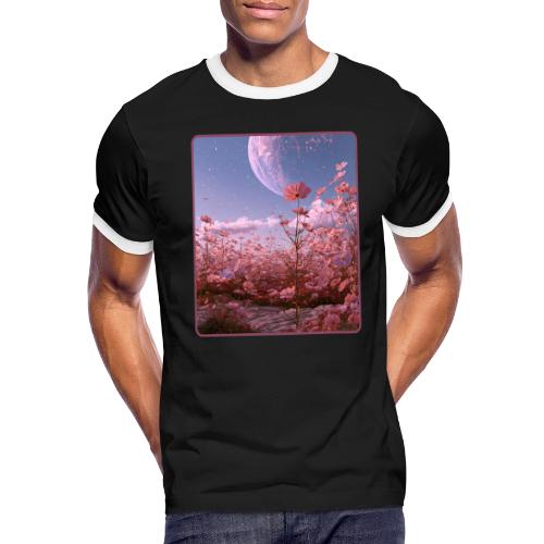 Cosmic Moon & Cosmos Flowers Art - Men's Ringer T-Shirt