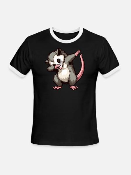 Dabbing Opossum - Men's Ringer T-Shirt - black/white