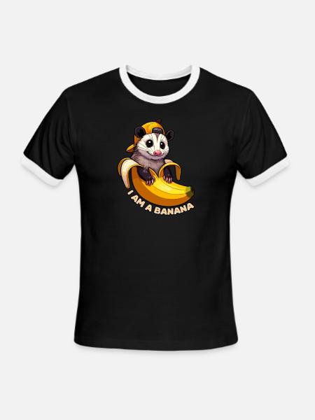 Adorable Banana Opossum - Men's Ringer T-Shirt - black/white