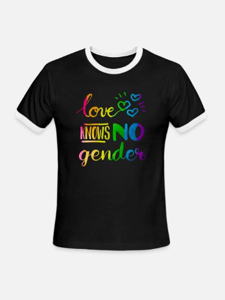 Love Knows No Gender LGBT Pride Rainbow - Men's Ringer T-Shirt - black/white