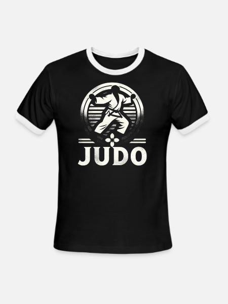 Judo Mastery Combat Emblem - Men's Ringer T-Shirt - black/white