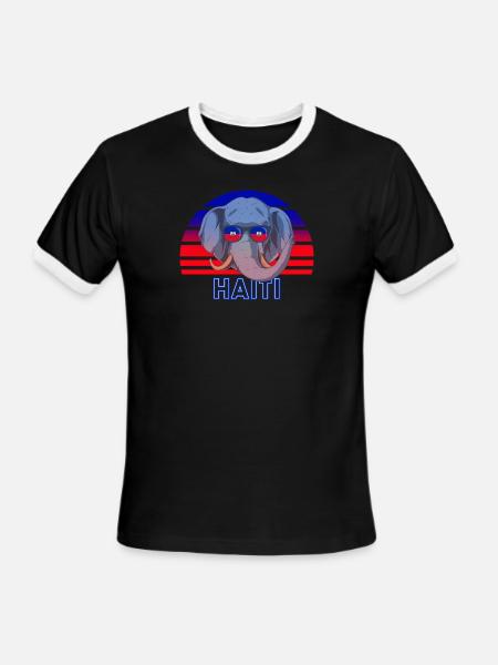 Haiti - Men's Ringer T-Shirt - black/white