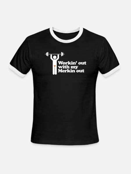 Workin' out with my Merkin out - Men's Ringer T-Shirt - black/white