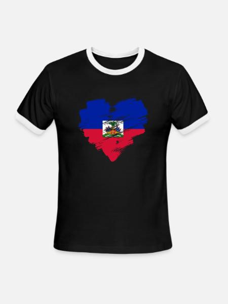 Haiti - Men's Ringer T-Shirt - black/white