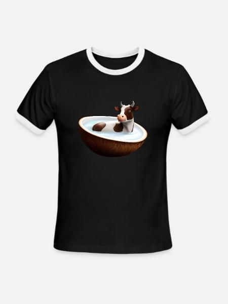 Cow in coconut - Men's Ringer T-Shirt - black/white
