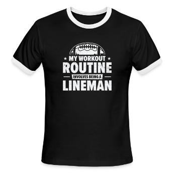 Football Lineman Life Workout Routine Player - Men's Ringer T-Shirt - black/white - Front - Jackson (183cm)