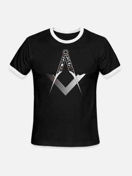 Masonic Square and Compass - Men's Ringer T-Shirt - black/white