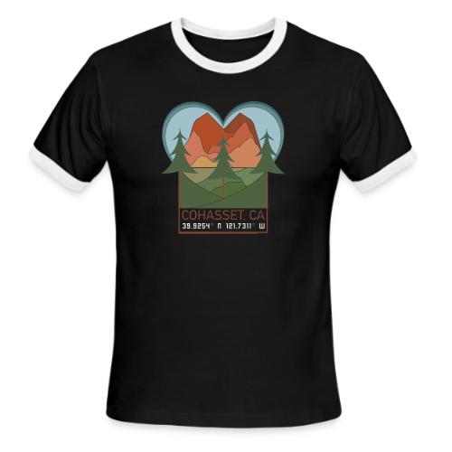 Cohasset Ca Lat/Long - Full Color w/white numbers - Men's Ringer T-Shirt