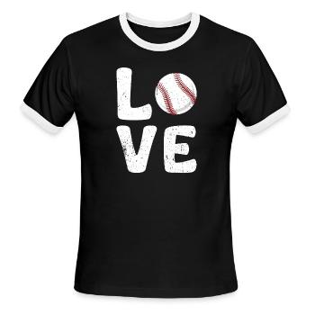 Valentine s Day Love Baseball - Men's Ringer T-Shirt - black/white - Front - Jackson (183cm)