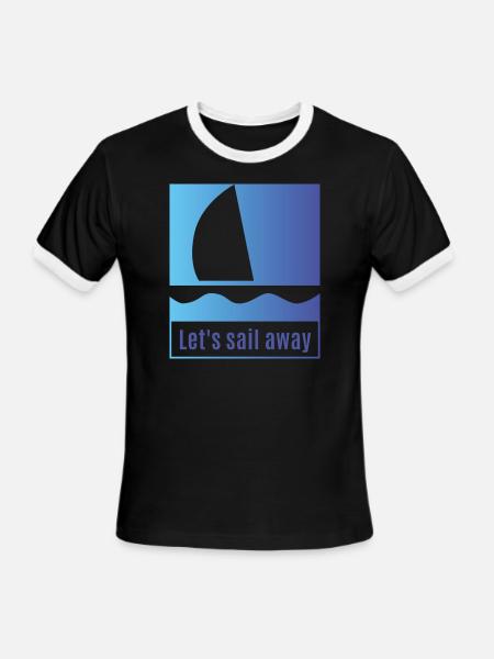 Sail Away With Me - Men's Ringer T-Shirt - black/white