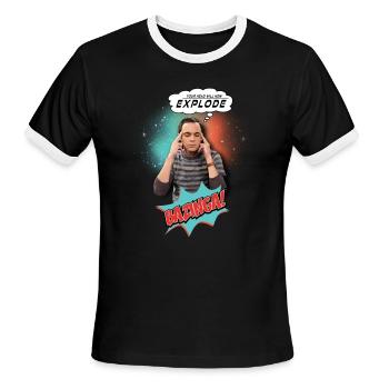 The Big Bang Theory Sheldon Explode - Men's Ringer T-Shirt - black/white - Front - Jackson (183cm)