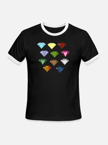 Rainbow Diamond - T-shirt à bandes contrastées pour hommes   - noir/blanc
