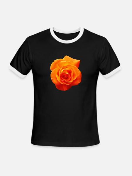 Rose Orange - T-shirt à bandes contrastées pour hommes   - noir/blanc