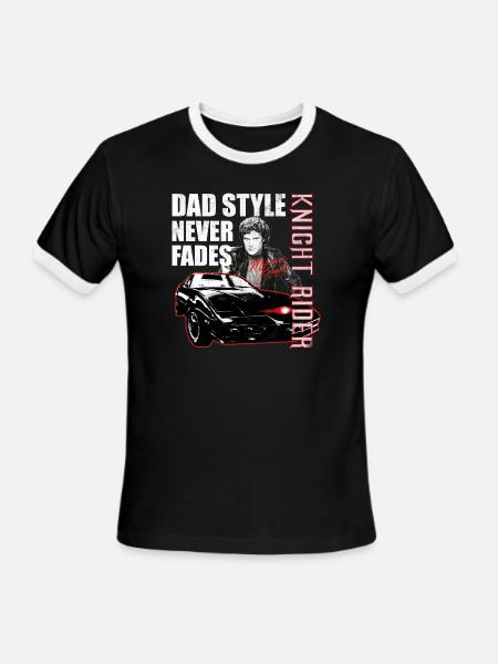 Knight Rider DAD STYLE NEVER FADES - Men's Ringer T-Shirt - black/white