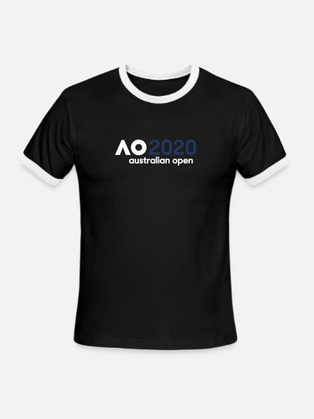 australian open logo - Men's Ringer T-Shirt - black/white