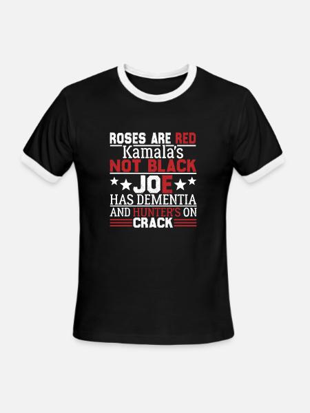 Biden roses are red kamalas not black joe - Men's Ringer T-Shirt - black/white