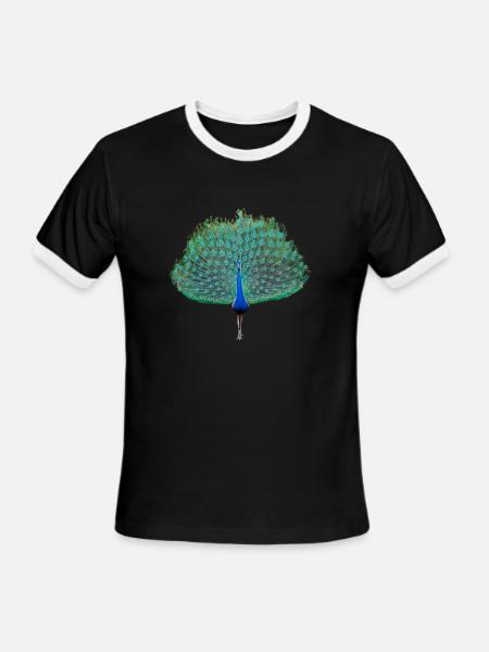 Dancing Peacock - Men's Ringer T-Shirt - black/white