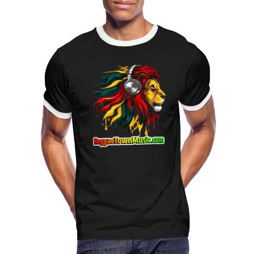 Reggae Music Radio Lion Head Soundwaves design - Men's Ringer T-Shirt