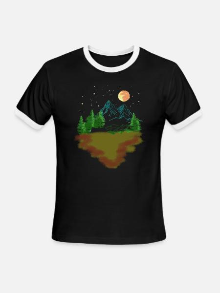 Outdoor at night with stars - giftidea - Men's Ringer T-Shirt - black/white