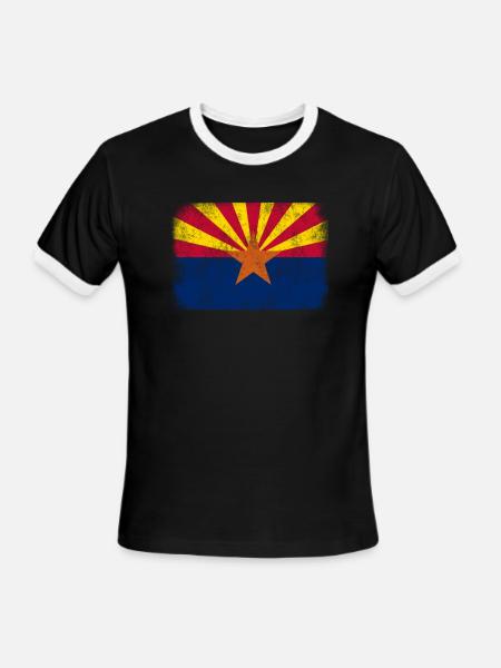 America US Flag Distressed State Flag Arizona - Men's Ringer T-Shirt - black/white