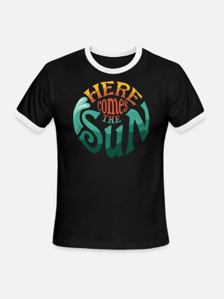 Comes Sun Beach 2022 Tropical Hello Summer - Men's Ringer T-Shirt - black/white