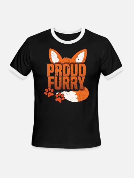Proud Furry Tail Ear Furry Person Fox Cosplay - Men's Ringer T-Shirt - black/white