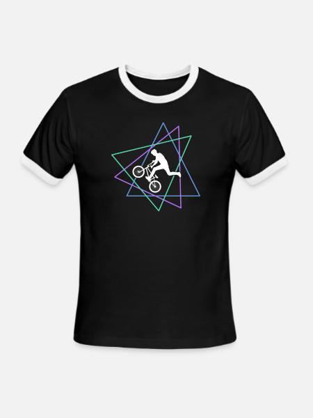 Geometric BMX Stunt Rider - Men's Ringer T-Shirt - black/white
