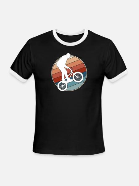 Retro BMX Rider - Men's Ringer T-Shirt - black/white