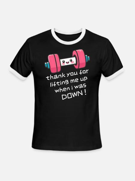 funny kawaii dumbbell saying funny about gym - Men's Ringer T-Shirt - black/white