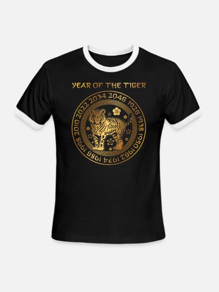 Chinese New Year Of The Tiger Chinese Zodiac Years - Men's Ringer T-Shirt - black/white