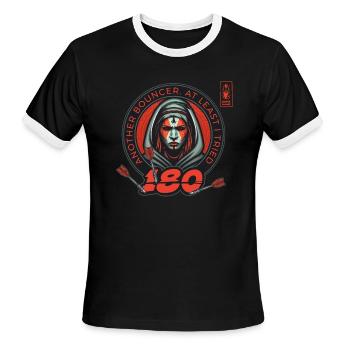 Darts 180 Bouncer Red player Dart Team - Men's Ringer T-Shirt - black/white - Front - Jackson (183cm)
