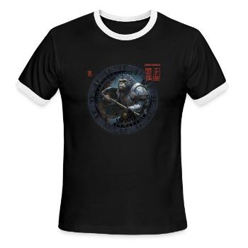 Boardgame Shirt, Game Angry Monkey Axeman - Men's Ringer T-Shirt - black/white - Front - Jackson (183cm)