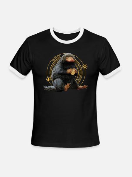 Fantastic Beasts Niffler With Coin Gold - Men's Ringer T-Shirt - black/white