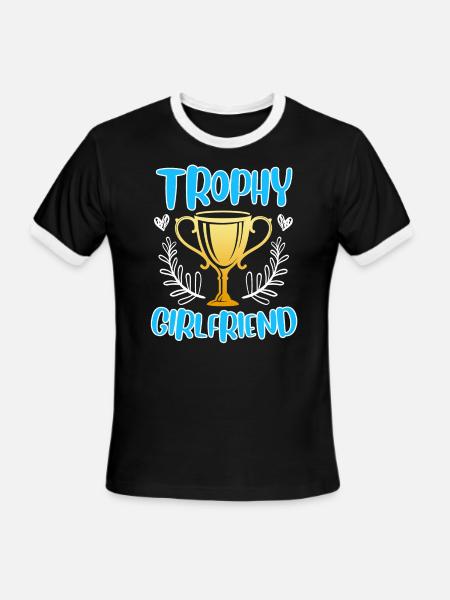 Trophy girlfriend love couple Valentine's Day - Men's Ringer T-Shirt - black/white