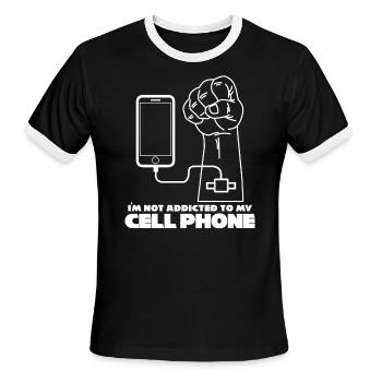 Handogly Addicted Phone Cellphone Cell Phone - Men's Ringer T-Shirt - black/white - Front - Jackson (183cm)