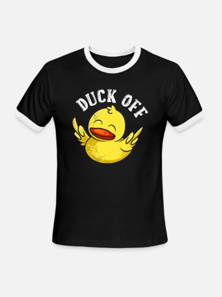 Duck Off Duck Lover Funny Duck Shirt - Men's Ringer T-Shirt - black/white