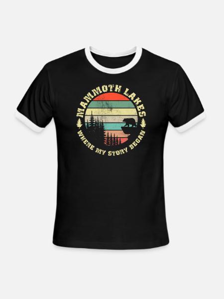 MAMMOTH LAKES WHERE MY STORY BEGAN - Men's Ringer T-Shirt - black/white